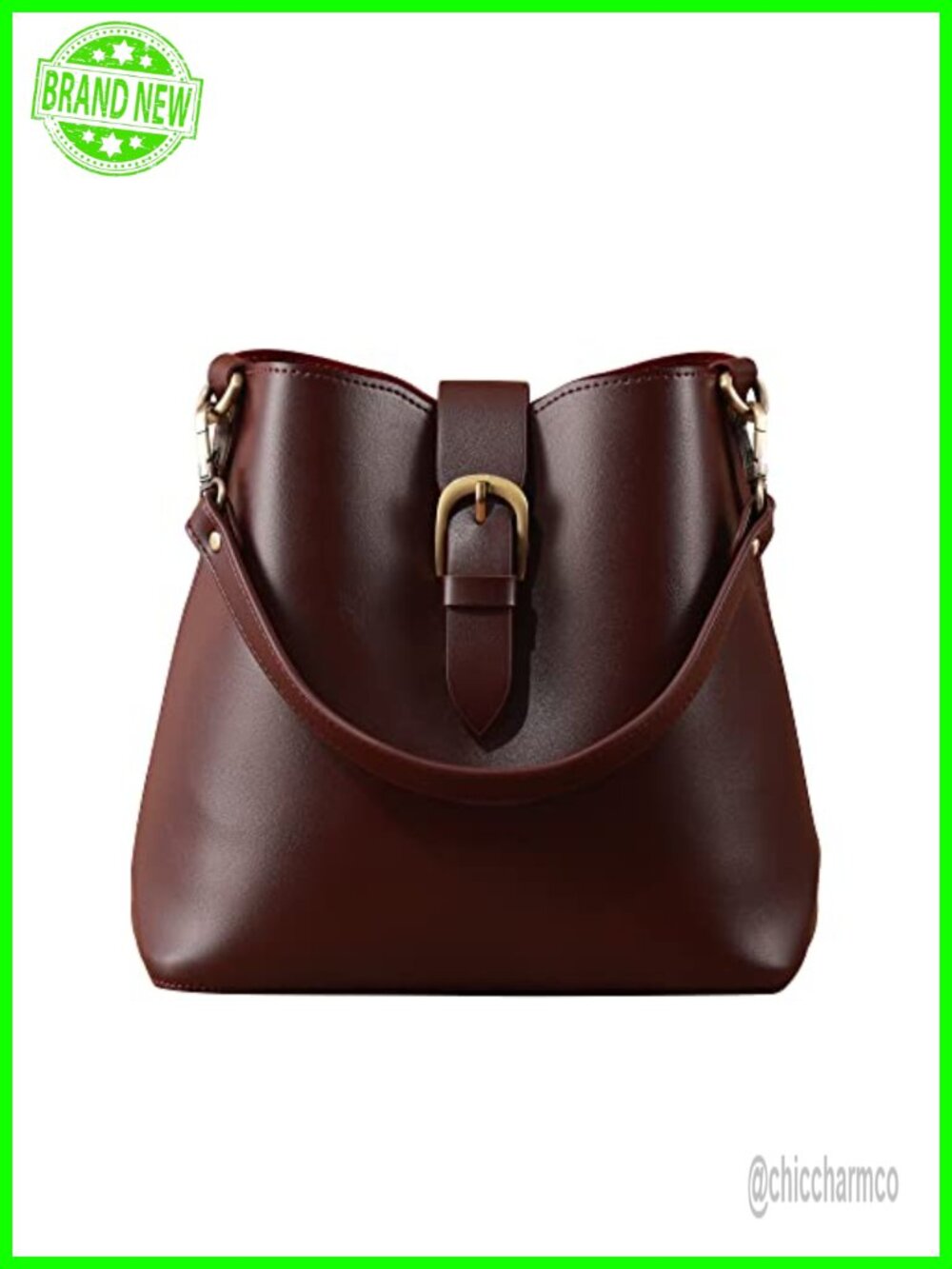 Vegan Leather Bucket Bag Small Handbag Shoulder Crossbody Purse